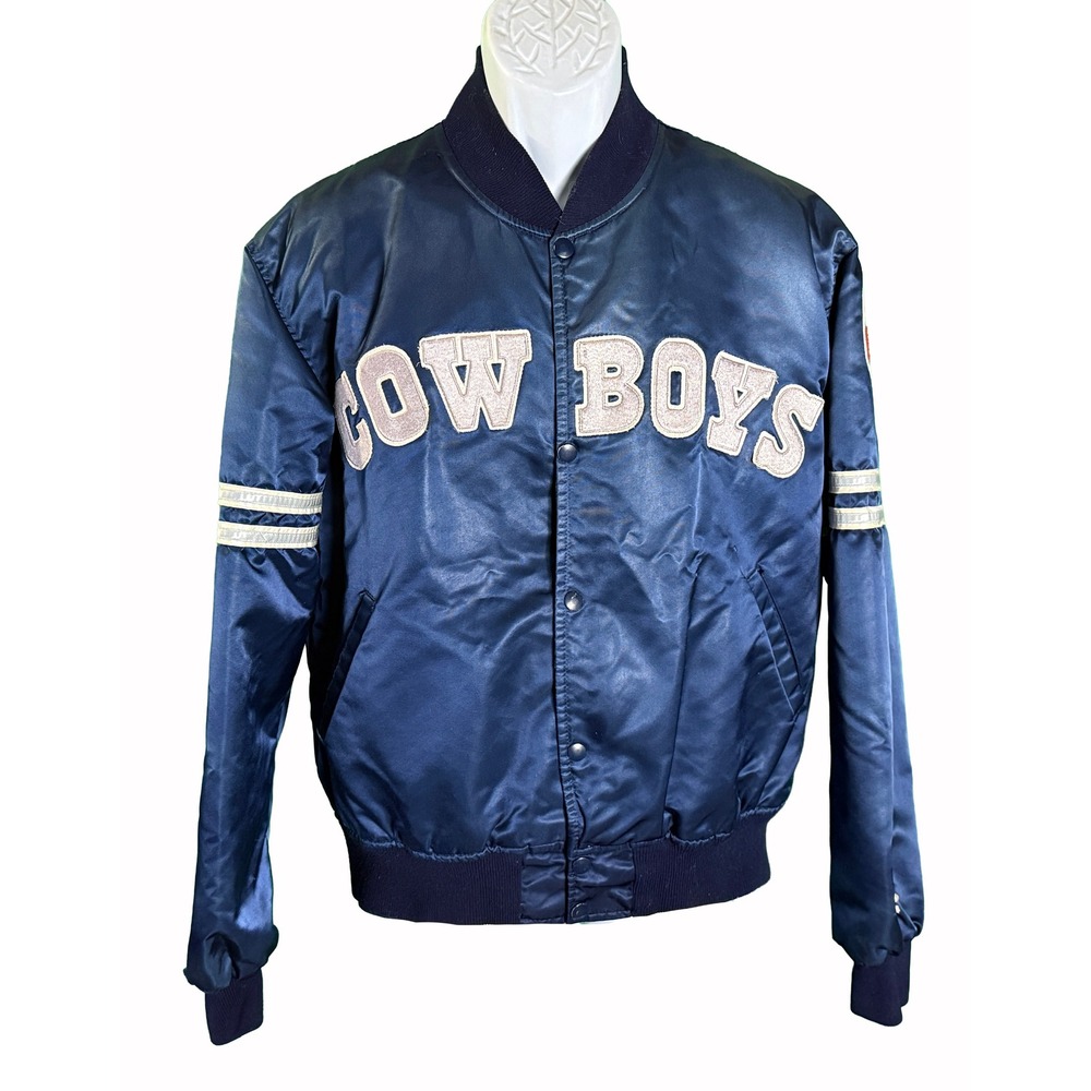 Starter Bomber Jacket Mens L Navy Blue Dallas Cowboys NFL Pro Line Vintage 90s